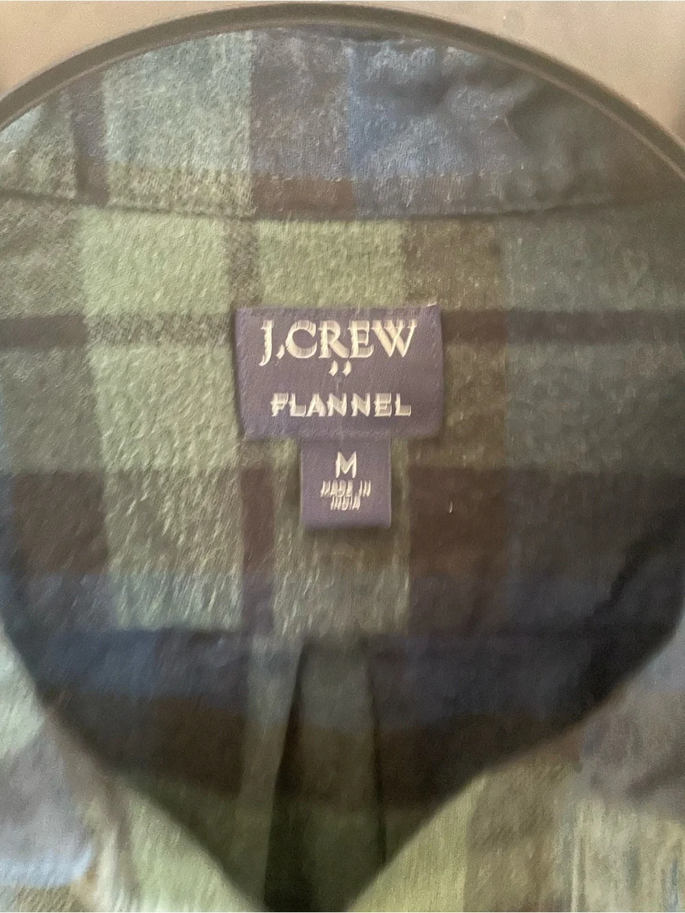 J. Crew Men's Blue and Green Plaid Button-Down Shirt Size M